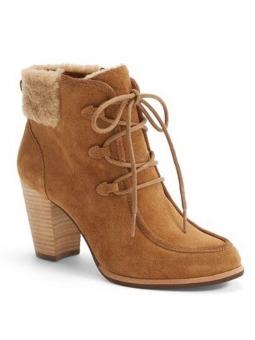 UGG Suede leather Chestnut Annalise heel Bootie Boots size 9 shearling